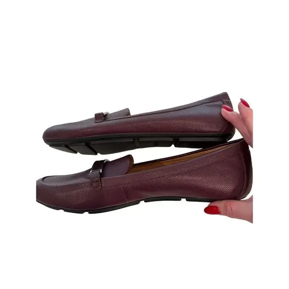 Calvin Klein Burgundy Leather Slip-On Loafers Metal Accent 11 - Picture 5 of 8